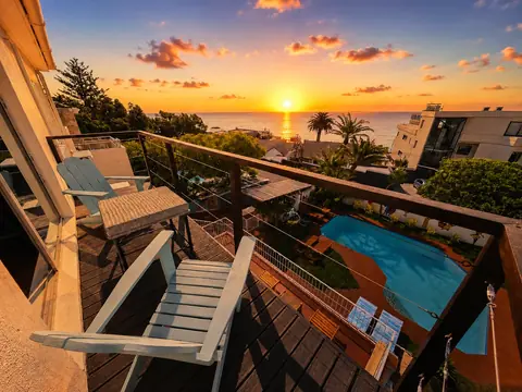 The Atlantic and pool viewed from SeaViu’s Swordfish balcony at sunset