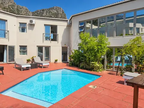VistaBlu courtyard pool with a mountain backdrop